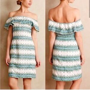 Anthropologie Beetle Beetle Gentiana Garden Off the Shoulder Dress Small